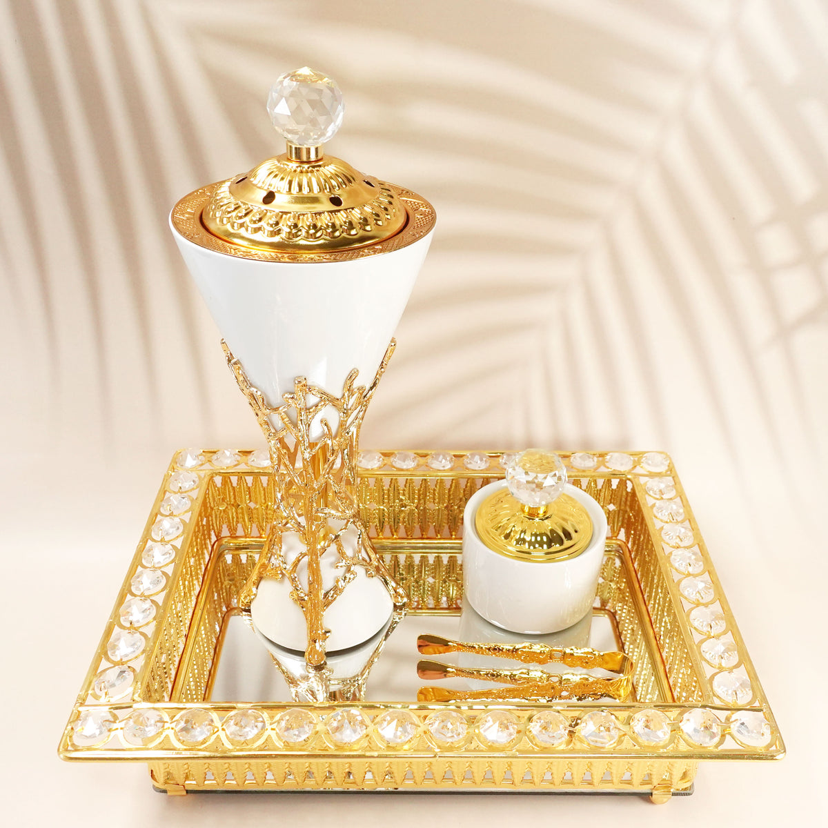 Middle East Incense Burner Bakhoor Metal Luxury Arabic Incense Burner Set for Home Decoration Living Room