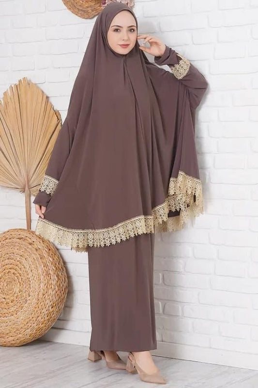 طقم صلاة نسائي دانتيل ليكرا