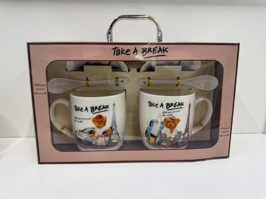 Two mugs with a bear design