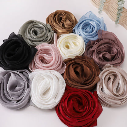 Crinkle Shawl Glitter Plain Breathable Shiny Satin Silk Crepe Hijab Scarf