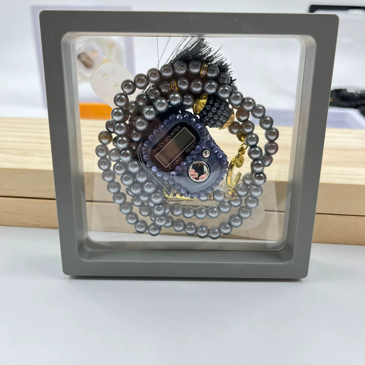 Handmade Glass 99 Tesbih Digital Finger Tally Counter with Prayer Beads Rosary Islamic Tasbih for Wedding Eid Gift Counter