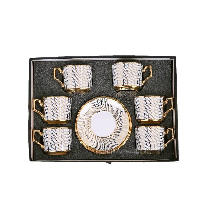 European Electroplated Ceramic Coffee Cup and Saucer Set Middle East Turkish Tea Cup