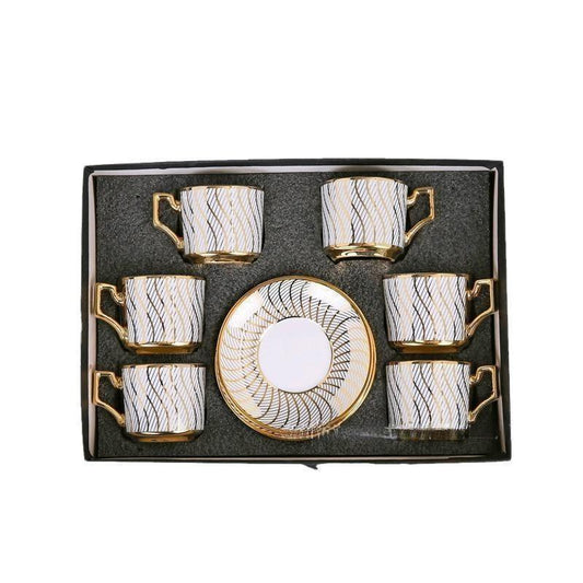 European Electroplated Ceramic Coffee Cup and Saucer Set Middle East Turkish Tea Cup