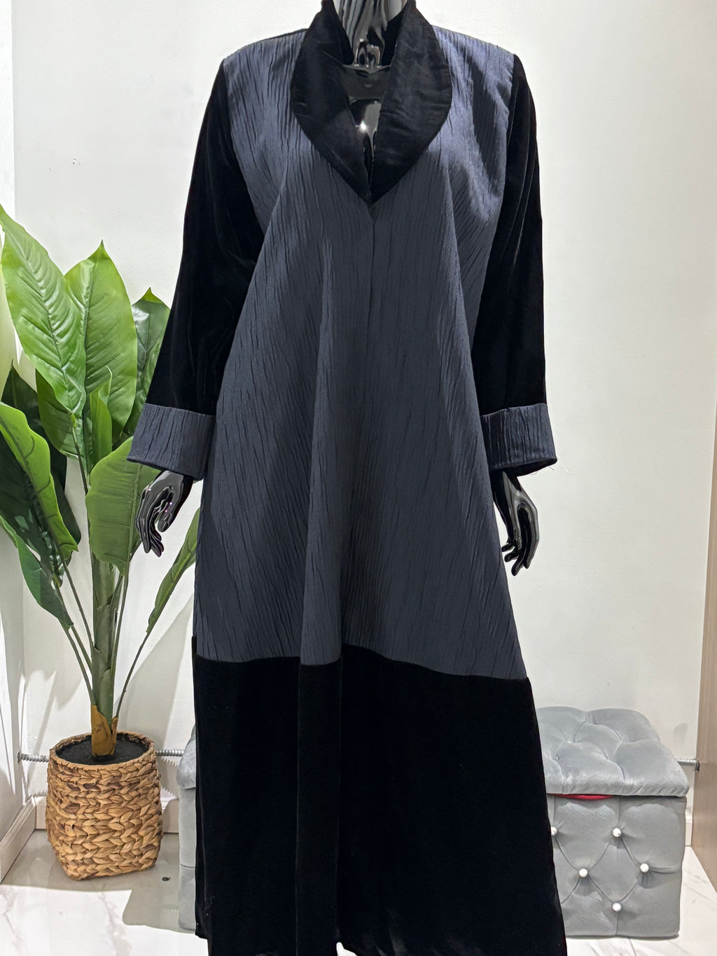 Black and Blue winter Abaya